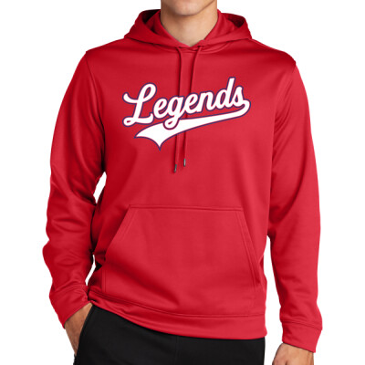 Adult Unisex Legends Sport-Wick Fleece Hoodie - Red Thumbnail