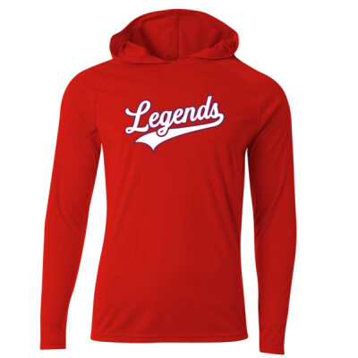 Adult Unisex Legends Drifit Long Sleeve Hooded Tee - Red Thumbnail