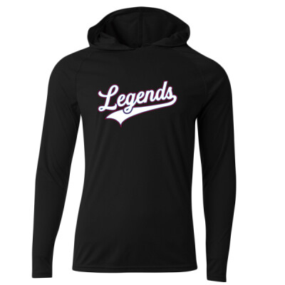 Adult Unisex Legends Drifit Long Sleeve Hooded Tee - Black Thumbnail